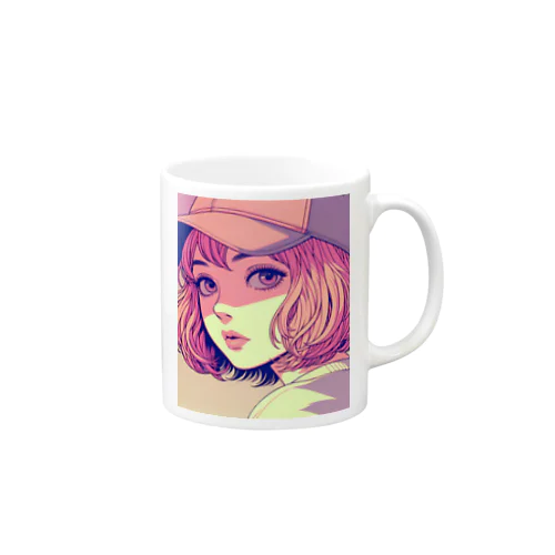 キャップをかぶったピンクの女の子 Mug