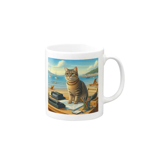 海辺の仕事猫 Mug