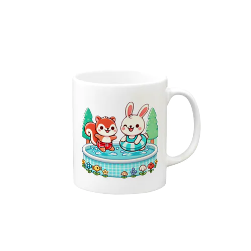 リスちゃんとウサギちゃんの水泳大好き Mug