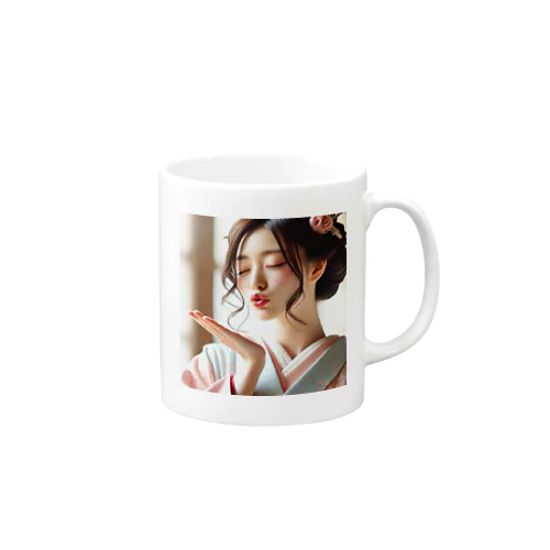 優美な伝統美：キス顔の和装美人 Mug