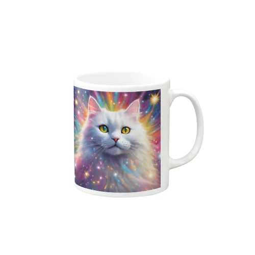 虹色に輝くかわいい白猫ちゃん2 Mug