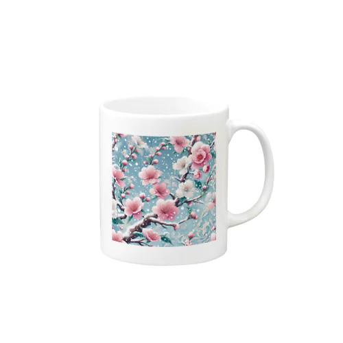 和風柄　桜雪化粧 Mug