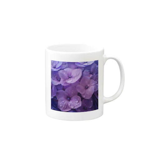 雨に濡れる　紫陽花 Mug