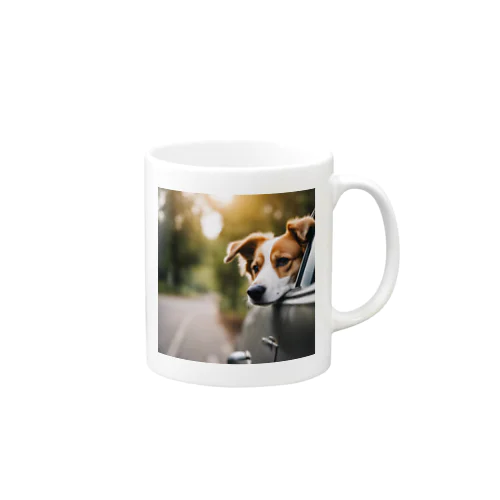 車に乗っている犬の顔 Mug