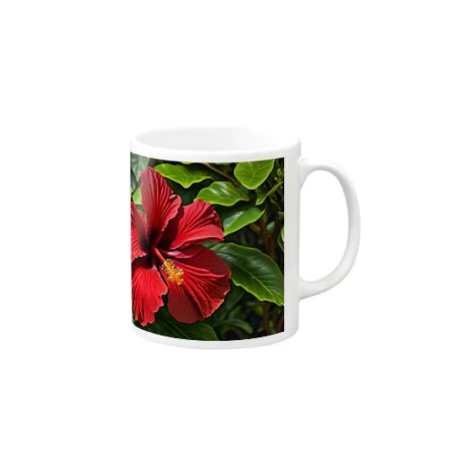 南国の花ハイビスカス・赤(小物) マグカップ