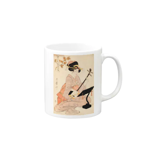 江戸の花_娘浄瑠璃」/ 喜多川歌麿 Mug