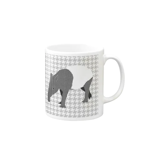 オシャレする動物　マレーバク×千鳥格子 Mug