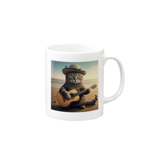 ギターを弾く猫 Mug