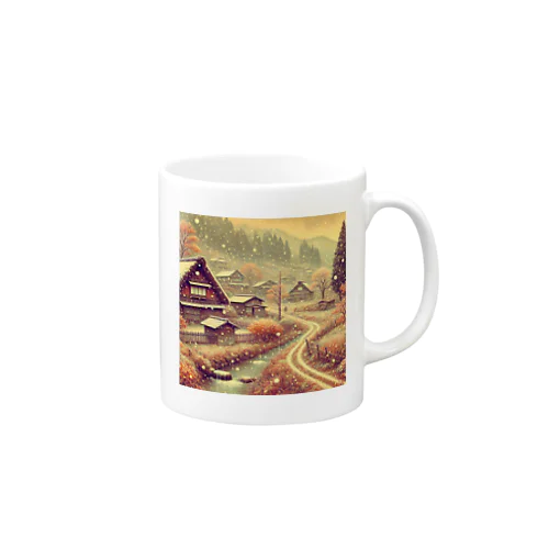 【どことなく懐かしい】雪がちらつく晩秋の田舎町 Mug