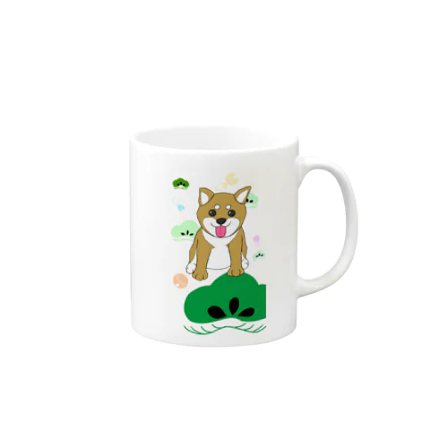 にこにこ柴犬 和柄背景① Mug