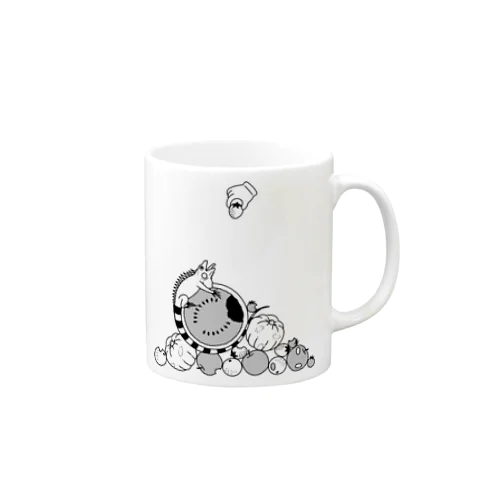イグアナがアレを邪魔してくる（モノトーン） Mug