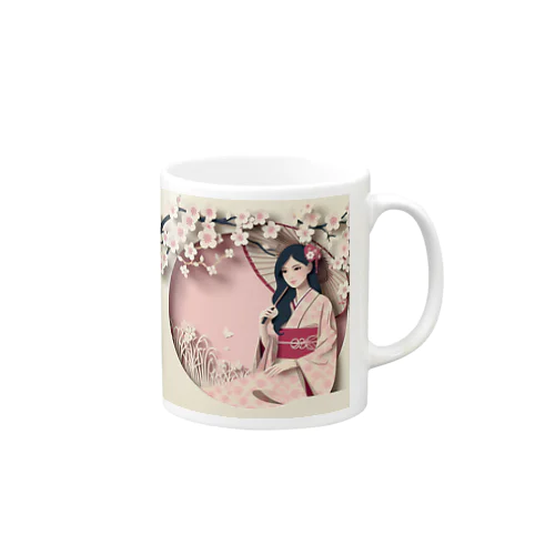【春】桜(SAKURA)・切り絵風 Mug