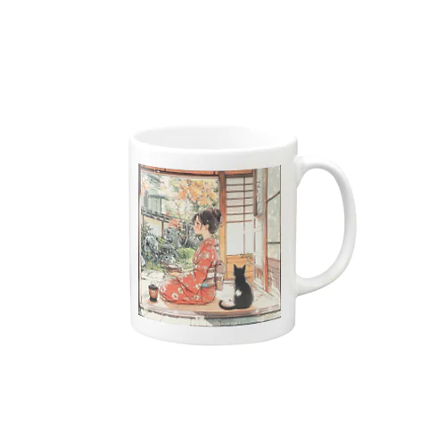 和女子と黒猫 Mug