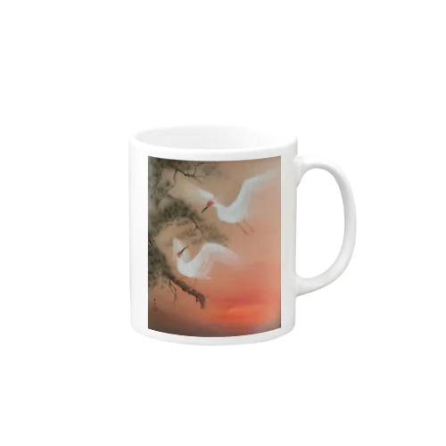 紅空に舞うトキ Mug