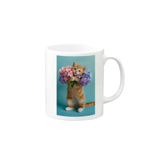ココと紫陽花(背景あり) Mug