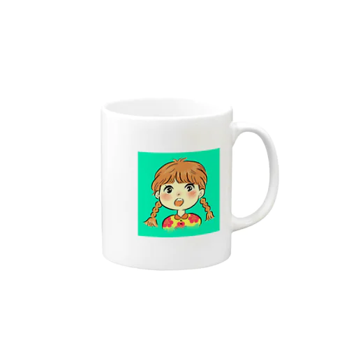 おさげれとろがーる（青） Mug