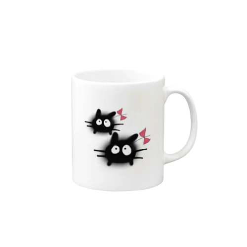 黒猫プーTWIN Mug