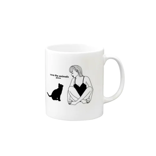 猫と女の子 Mug