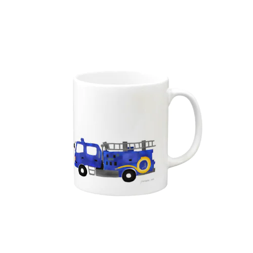 青い消防車 マグカップ