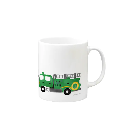 緑の消防車 Mug