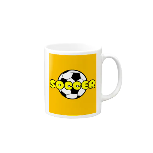 サッカーボール柄Tシャツ（黄色/白） Mug