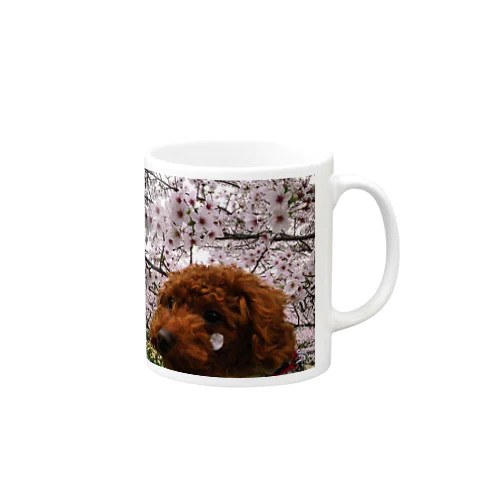 子犬のほっぺに桜 Mug