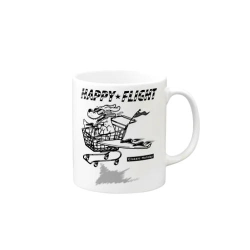 happy dog -happy flight- (black ink) Mug