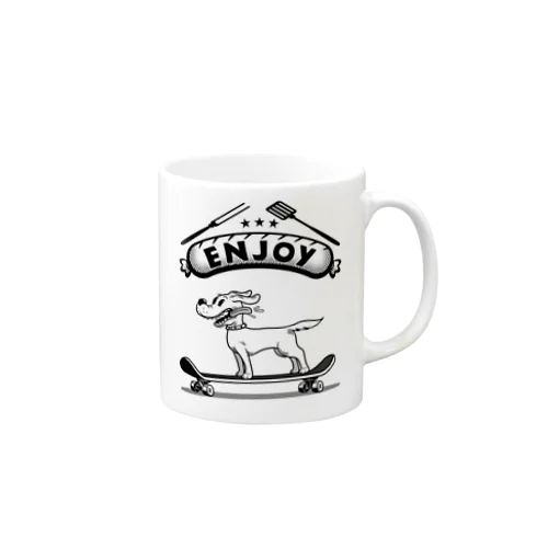 happy dog -ENJOY- (black ink) Mug