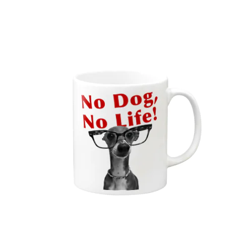 No dog,No life! 赤 マグカップ