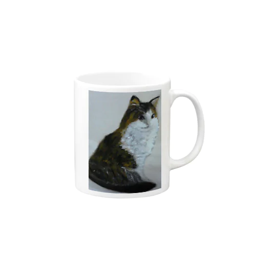 猫のデザイン　油絵 Mug