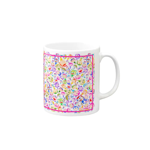 メニメニカラフルピンクライン背景クリア Mug