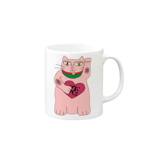 ピンクの招き猫 マグカップ