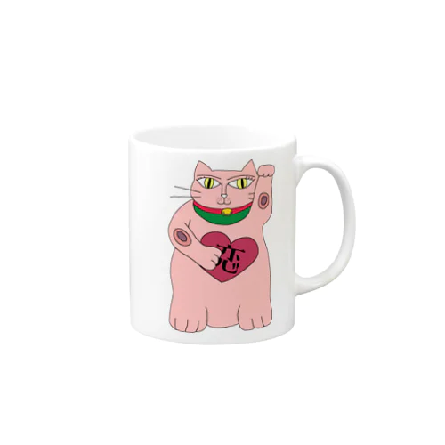 ピンクの招き猫 Mug