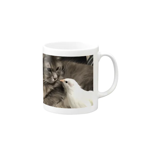 猫と鳥のマグカップ マグカップ