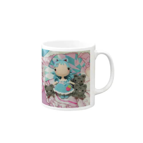 あみぐるみラゼルと3匹の猫 Mug