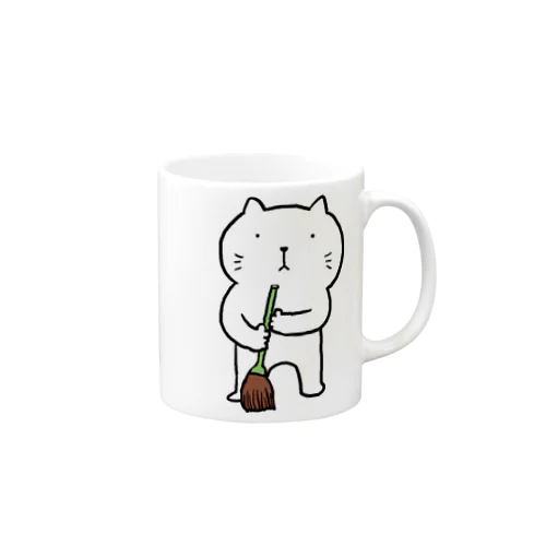 ねこ管理人掃除中 Mug