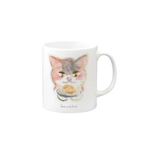 いなりずしを差し出すねこ Mug