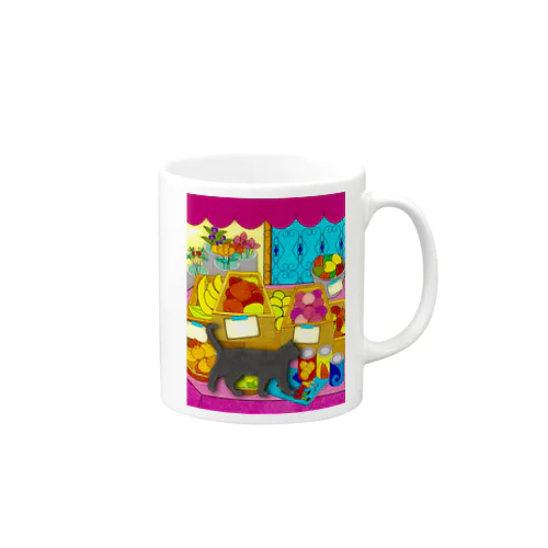 Chat noir marche Mug