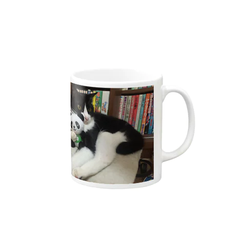 パンダを抱っこするりんごさん Mug