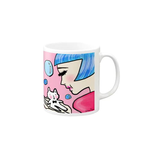 メルちゃんと白猫ぽんち Mug