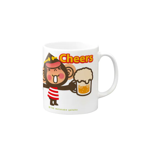 ドングリ頭のチンパンジー”cheers!” マグカップ