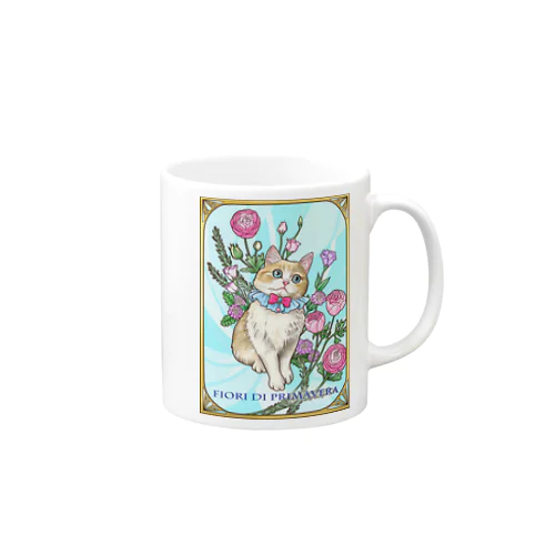 春の花々と猫　Fiori di Primavera Ⅰ Mug