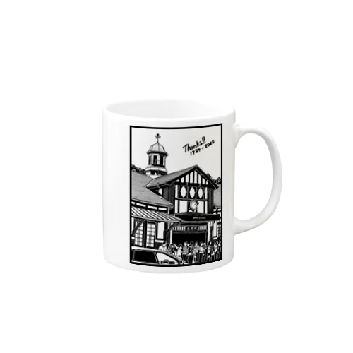 ありがとう原宿駅（切り絵風・枠付・英字） Mug