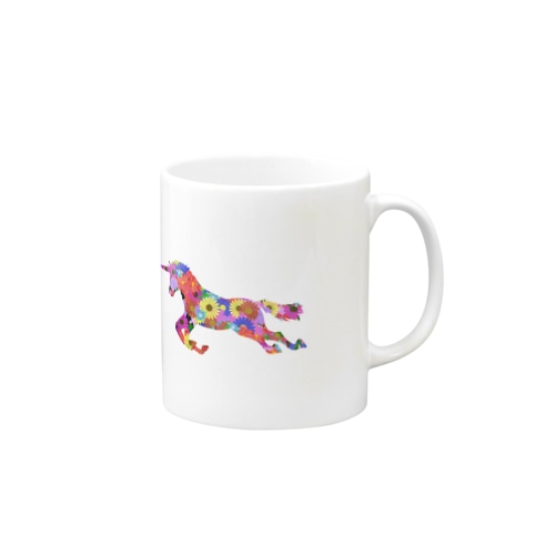 夢かわ花柄ユニコーン Mug