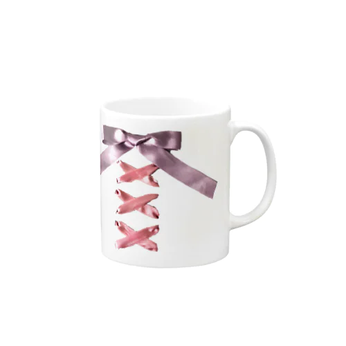 Pink × Lavender Lased-up Ribbon Mug