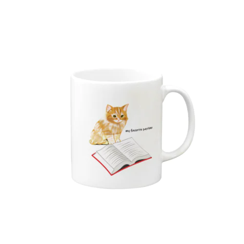 ネコの読書 Mug