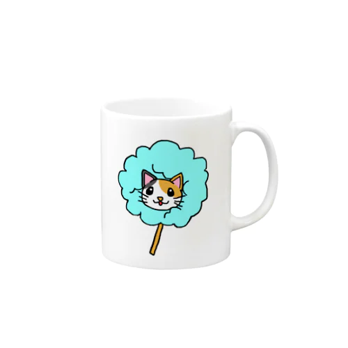 わたあめにゃんこ　三毛猫ver(水色) Mug