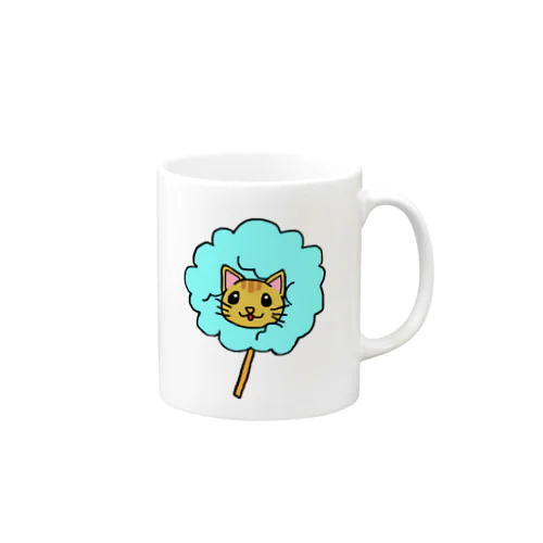 わたあめにゃんこ　茶トラ猫ver(水色) マグカップ