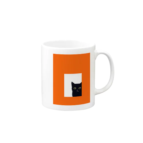 窓の外を見る猫オレンジ Mug