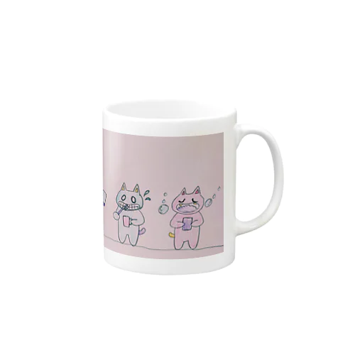 歯磨き猫親子 Mug